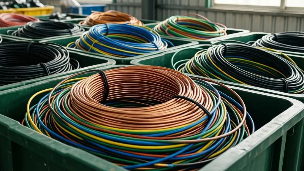 分類捆紮嘅網絡線材及電源線
